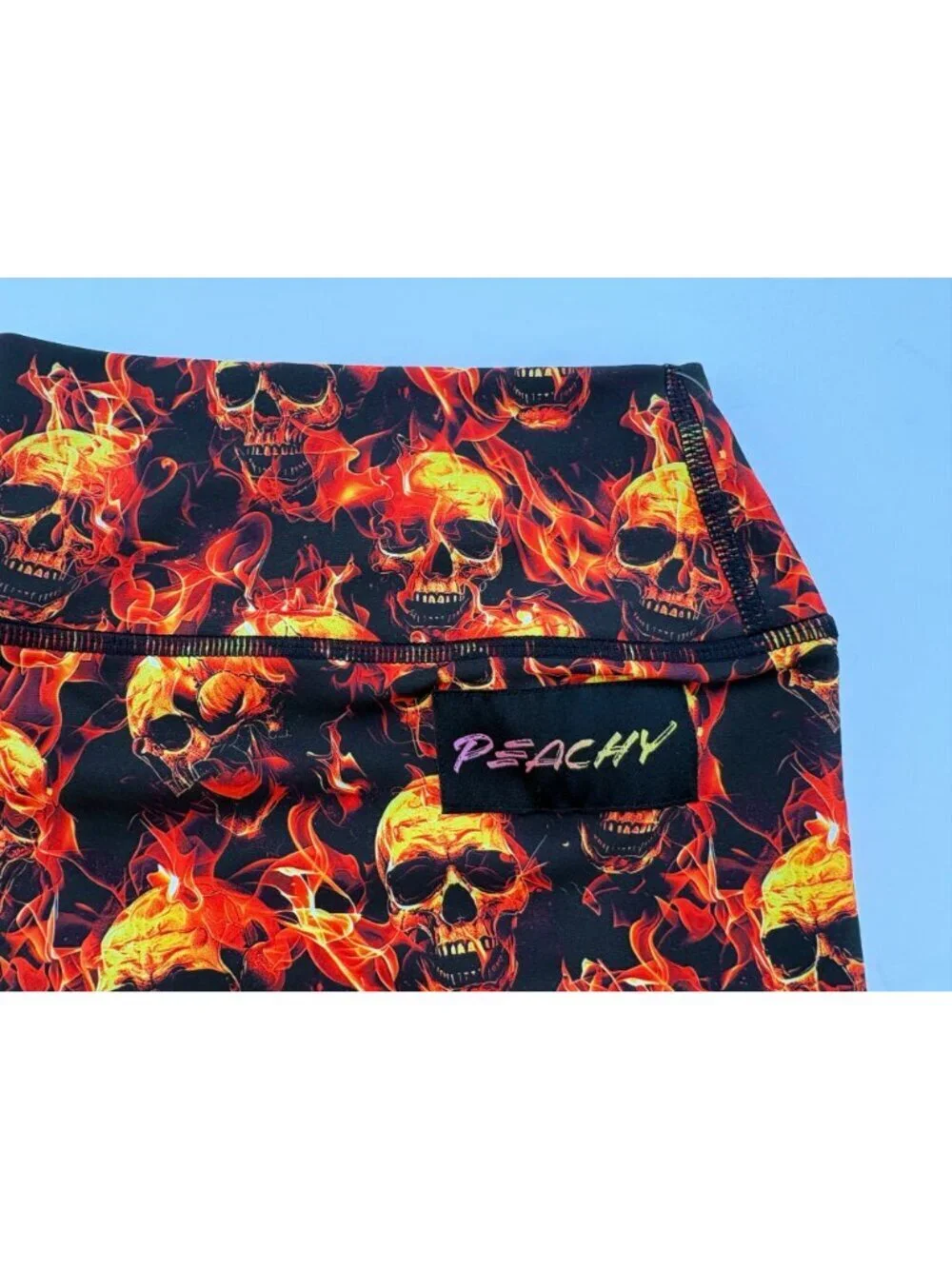 Peachy Athletic NWT Peach Perfect Booty Bike Shorts Flames Skulls Size Medium